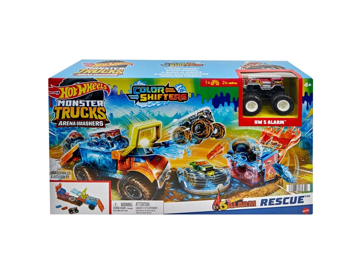 Mattel Hot Wheels: Monster Truck Live Aréna - Színváltós 5 Alarm Rescue játékszett (HPN73)