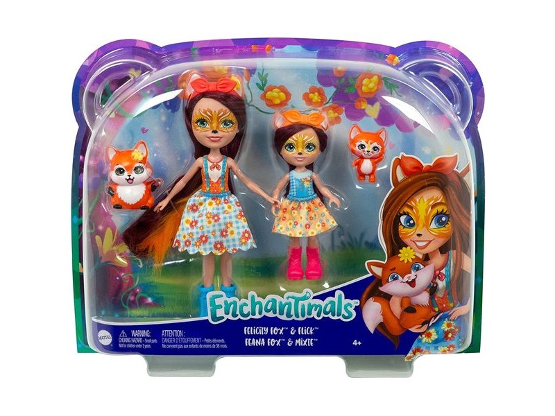 Mattel Enchantimals Testvérbabák állatkákkal Felicity és Feana Fox (HCF81)