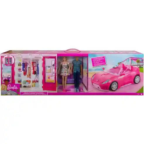 Mattel Barbie és Ken babák ruhásszekrénnyel és kabrióval (GVK05)