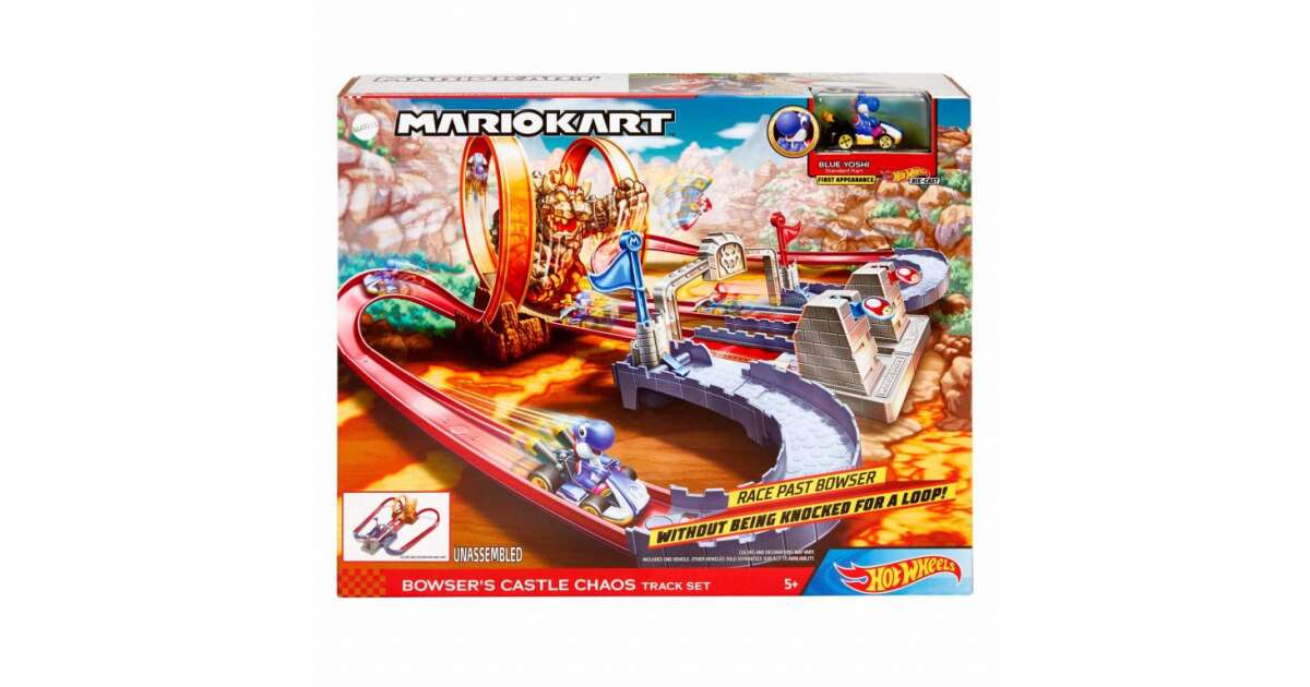 Mattel Hot Wheels Mario Kart Versenypálya, Bowser's Castle, Figurakészlet, 45,5x35,5x8,5 cm (GNM22)