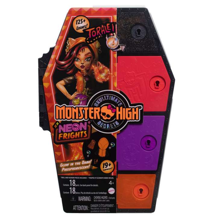 Mattel Monster High Skulltimate Secrets Neon Frights Toralei baba koporsóval (HNF80)