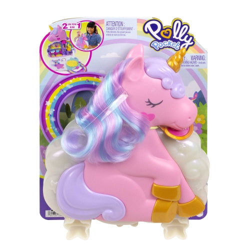 Mattel Polly Pocket Unicorn Beauty Salon unikornis játék készlet, Unicorn Surprise, 25 kiegészítővel (HKV51)