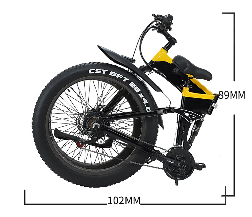 JUICEASE 26 hüvelykes R5 összecsukható elektromos kerékpár, dupla fék, 48 V 25,6 Ah akkumulátor, 50 km/h nagy sebesség, 1000 W