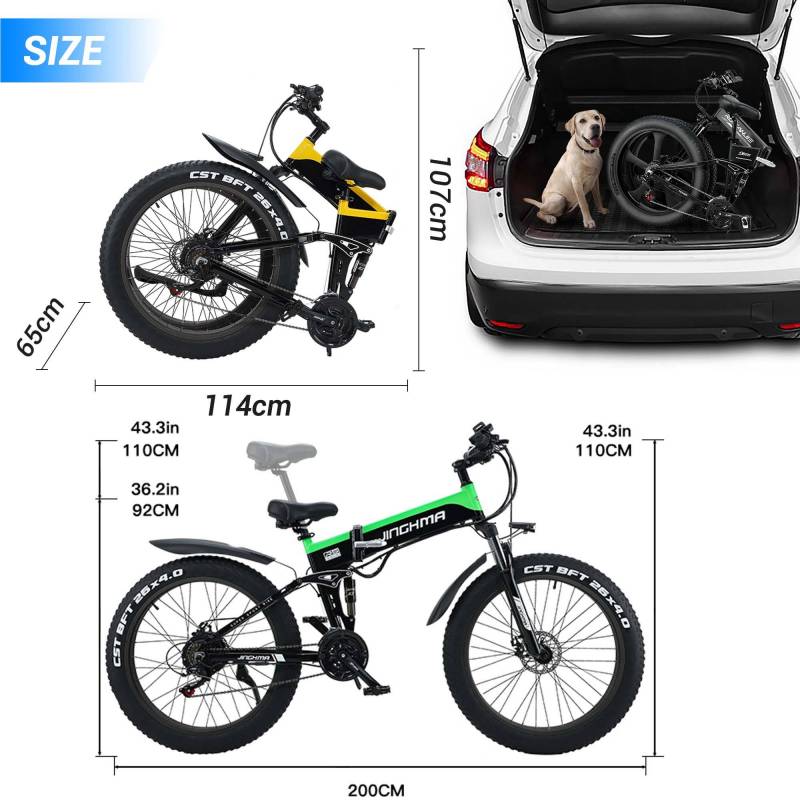 JUICEASE 26 hüvelykes R5 összecsukható elektromos kerékpár, dupla fék, 48 V 25,6 Ah akkumulátor, 50 km/h nagy sebesség, 1000 W