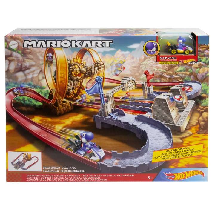 Mattel Hot Wheels Mario Kart Versenypálya, Bowser's Castle, Figurakészlet, 45,5x35,5x8,5 cm (GNM22)